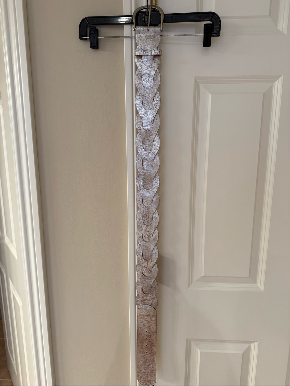 Handwoven Braided Leather Wall Strap - Cream